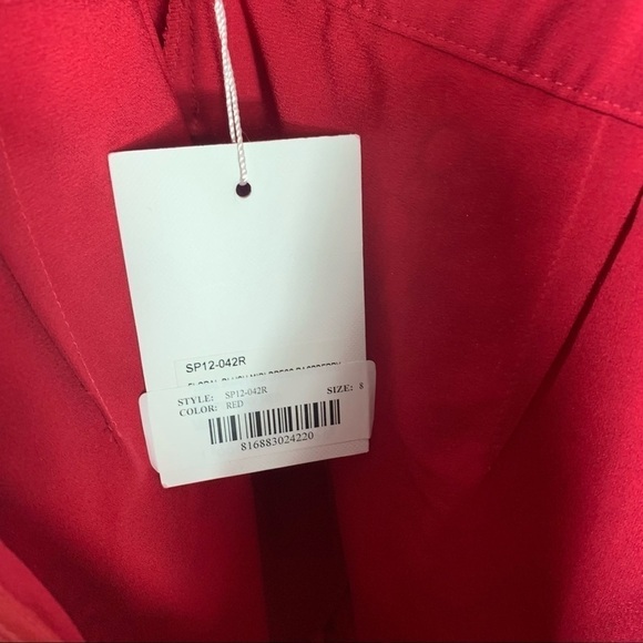 Self Portrait Red Floral Blush Midi Dress Size US 8 - Picture 9 of 16